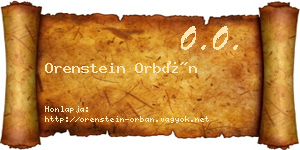 Orenstein Orbán névjegykártya